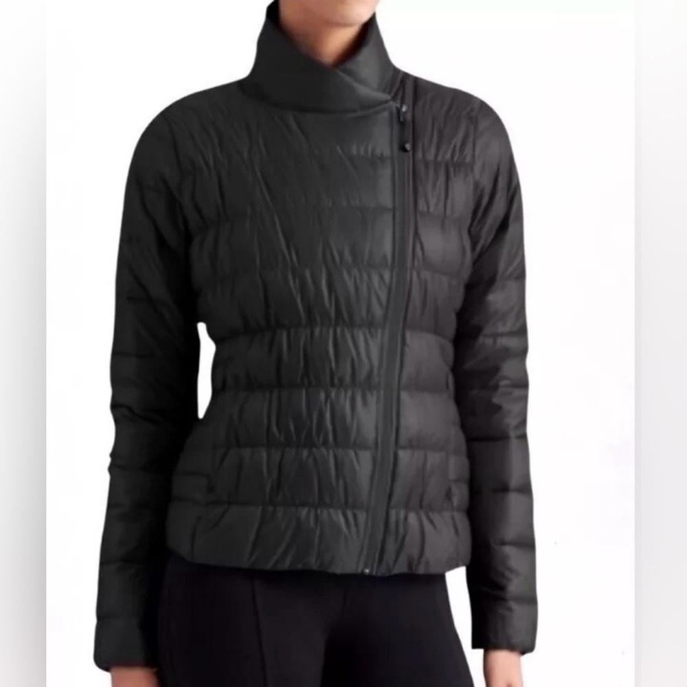 Athleta Downalicious Women's L Goose Down Black Quilted Puffer Jacket